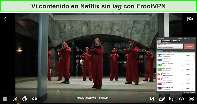 Captura de pantalla de FrootVPN desbloqueando Netflix.