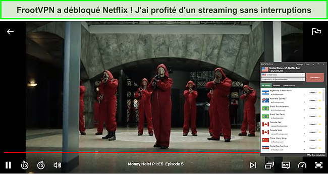 Capture d'écran de FrootVPN débloquant Netflix.