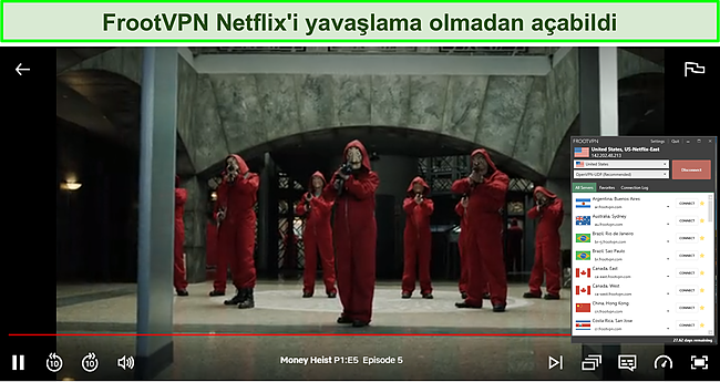 FrootVPN'in Netflix engellemesini kaldırmasının ekran görüntüsü.