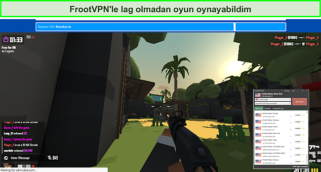 FrootVPN ile oyun oynamanın ekran görüntüsü.