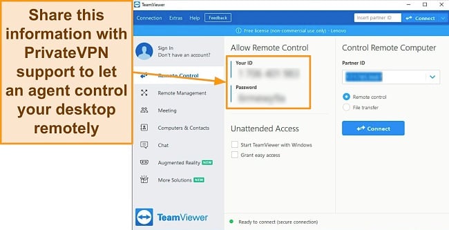 Screenshot of TeamViewer's Remote Control screen.