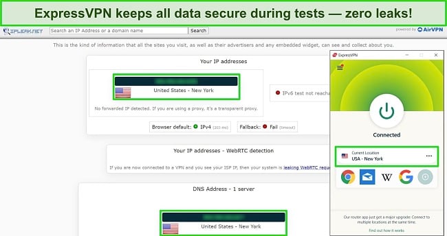 ExpressVPN’s in-built data leak protection is automatic, with no configuration needed