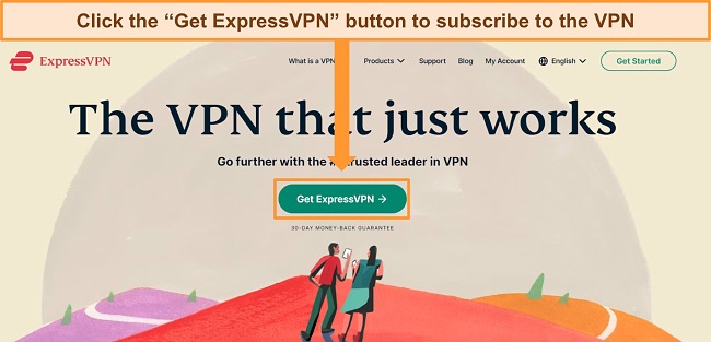 Screenshot of ExpressVPN's homepage, highlighting the 