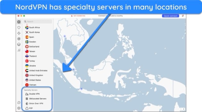 NordVPN's specialty servers