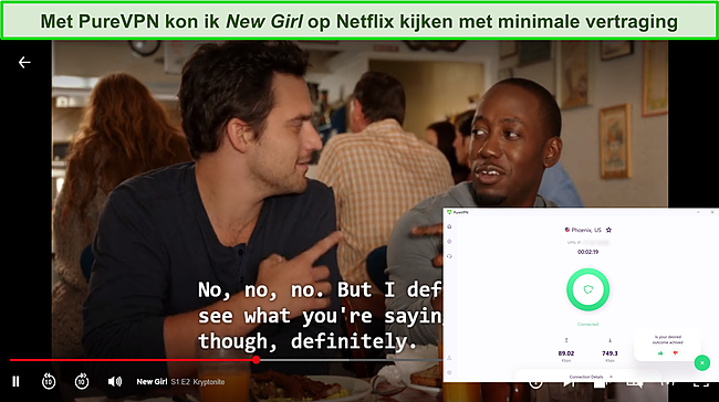 Screenshot van PureVPN die Netflix deblokkeert.