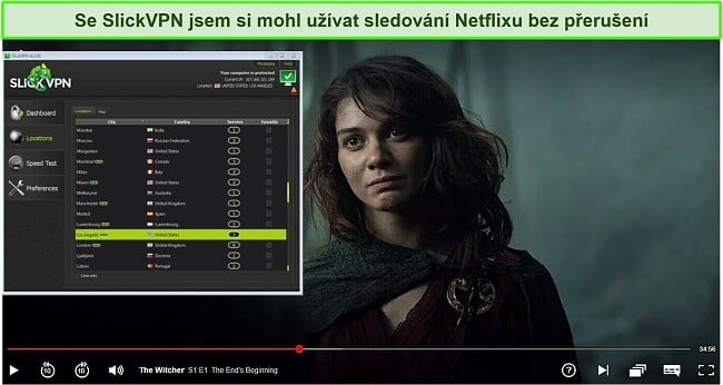 Screenshot z odblokování Netflixu SlickVPN
