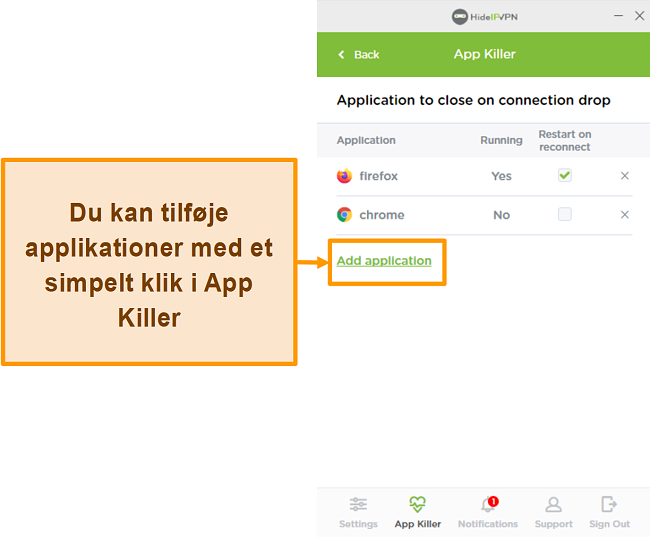 Skærmbillede af HideIPVPN Application Killer.