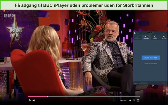 Skærmbillede af The Graham Norton Show streaming med succes på BBC iPlayer med CactusVPN tilsluttet