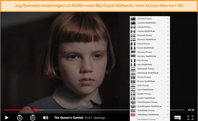 Skærmbillede af My Expat Networking, der fjerner blokering af Netflix US