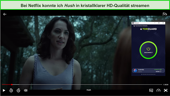 Screenshot von TorGuard, das Netflix erfolgreich streamt.