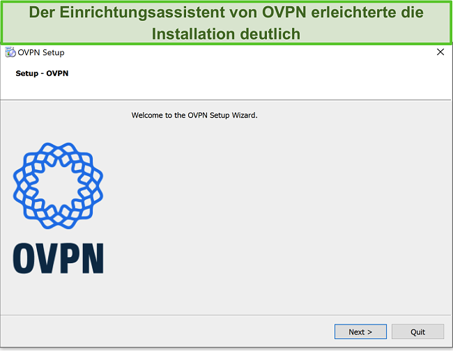 Screenshot des OVPN-Setup-Assistenten