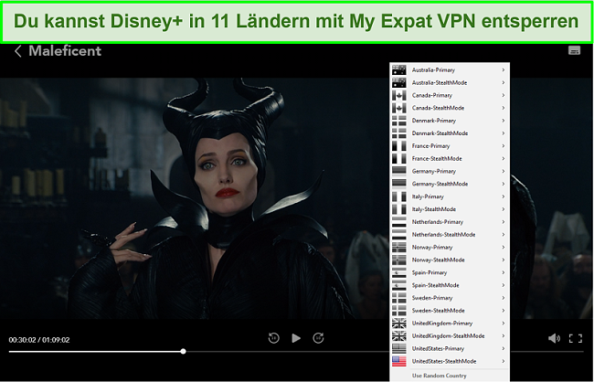 Screenshot von My Expat Network, das Disney + US entsperrt