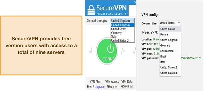 Capture d'écran de SecureVPN