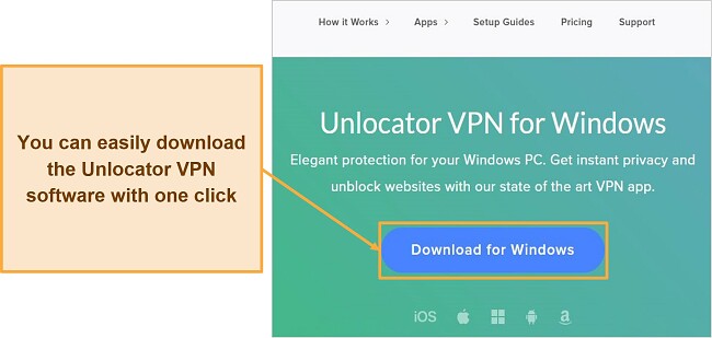 Screenshot showing Unlocater's app download page