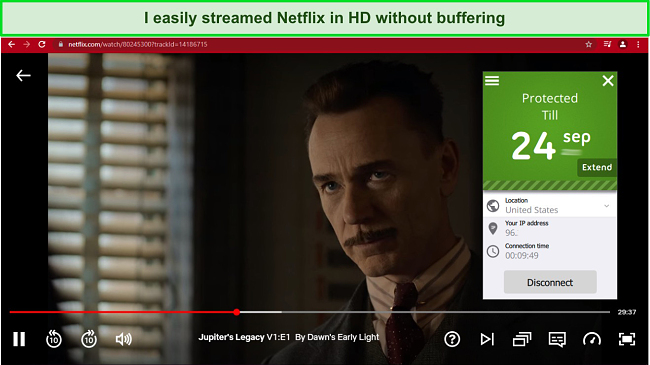 Screenshot of streaming Netflix with a Seed4Me VPN server