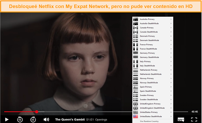 Captura de pantalla de My Expat Networking desbloqueando Netflix EE. UU.