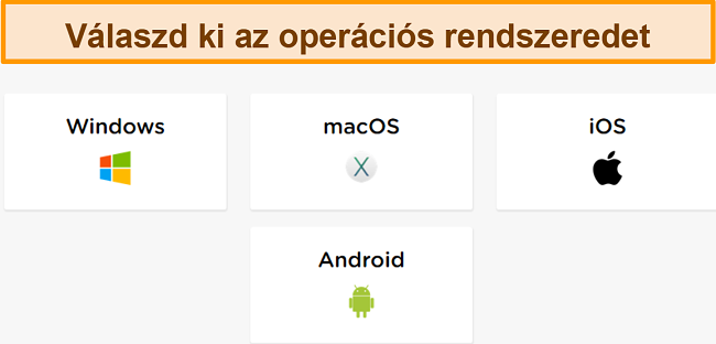 Pillanatkép a HideIPVPN fiók létrehozásának folyamatáról, ahol ki kell választania a kívánt platformot.