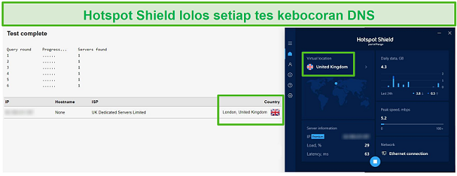 Tangkapan layar Call of Duty: Modern Warfare dan Rocket League diuji untuk peningkatan latensi saat terhubung ke Hotspot Shield VPN di PC.
