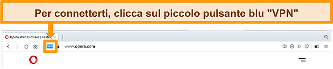 Screenshot della barra di ricerca di Opera VPN.