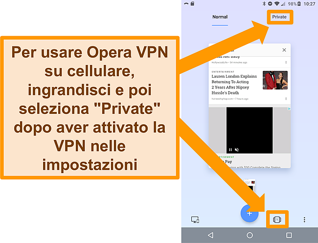 Screenshot della recensione di Opera.