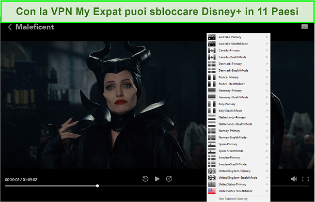 Screenshot di My Expat Network che sblocca Disney + US