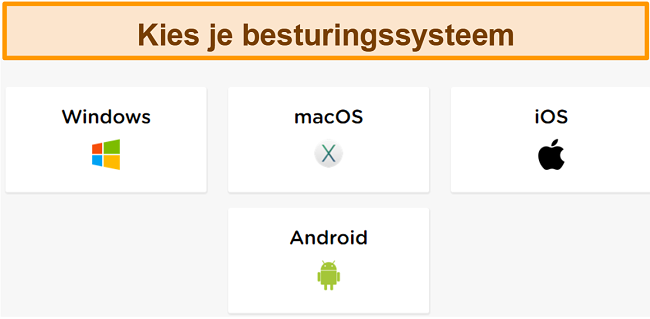 Schermafbeelding van het accountaanmaakproces van HideIPVPN, waar u het gewenste platform moet kiezen.