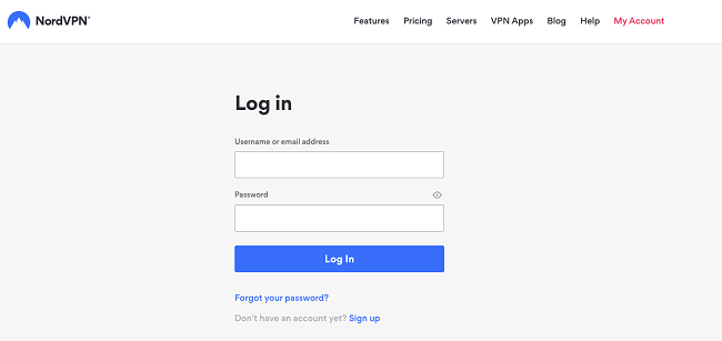 Grafik over NordVPNs login