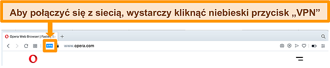 Zrzut ekranu paska wyszukiwania Opera VPN.