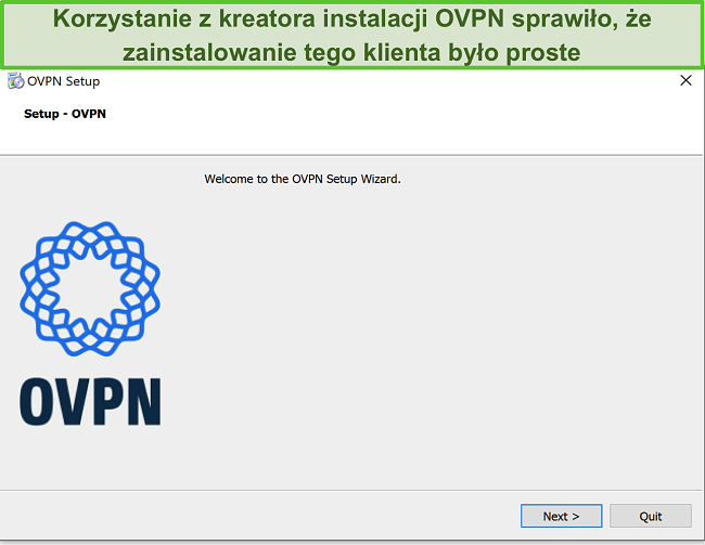 Zrzut ekranu kreatora konfiguracji OVPN