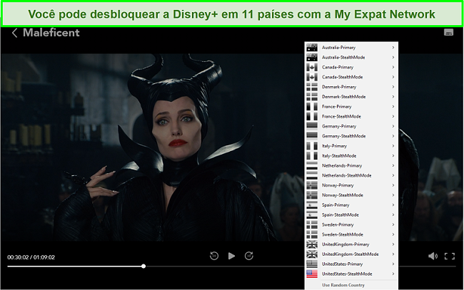 Captura de tela de My Expat Network desbloqueando Disney + US