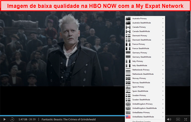 Captura de tela de My Expat Network desbloqueando HBO NOW