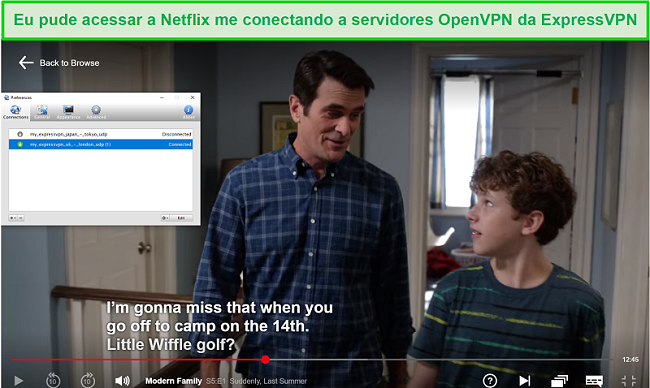 Captura de tela do Netflix transmitido com Viscosity VPN por meio dos servidores OpenVPN do ExpressVPN