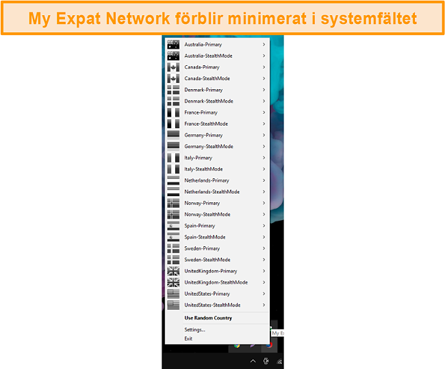 Skärmdump av My Expat Network Desktop Interface