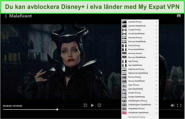 Skärmdump av My Expat Network som avblockerar Disney + US