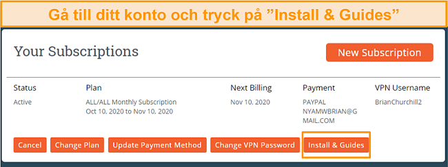 Skärmdump av det första steget i My Expat Network-installationen