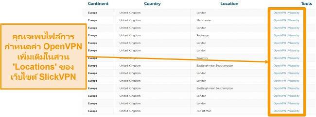 ภาพหน้าจอของไฟล์คอนฟิกูเรชัน OpenVPN สำหรับตั้งค่า