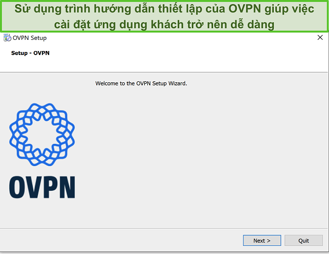 Ảnh chụp màn hình của trình hướng dẫn thiết lập OVPN