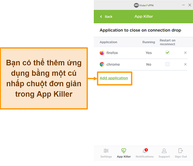 Ảnh chụp màn hình của HideIPVPN Application Killer.