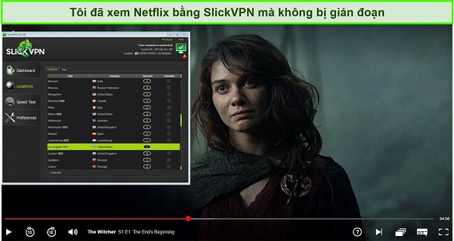 Ảnh chụp màn hình của SlickVPN bỏ chặn Netflix