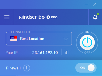 Windscribe grensesnitt