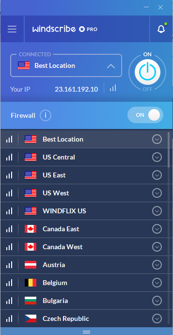 Windscribe Sunucuları