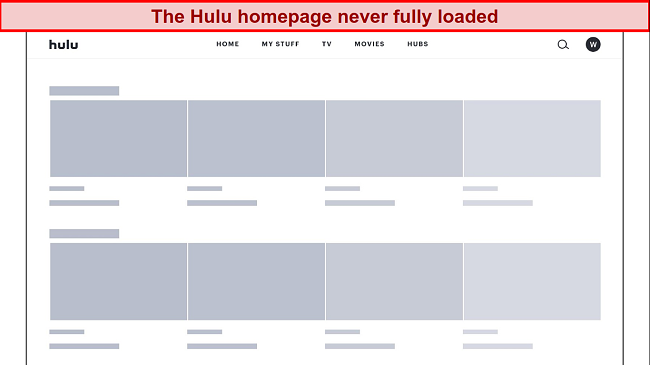 Screenshot of Hulu loading while connected to Avira Phantom VPN Pro