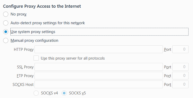 Proxy configuration