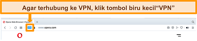 Tangkapan layar bilah pencarian Opera VPN.