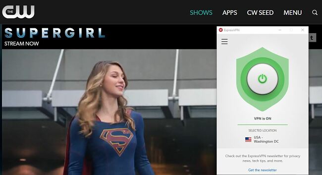 Screenshot of ExpressVPN works with Supergirl