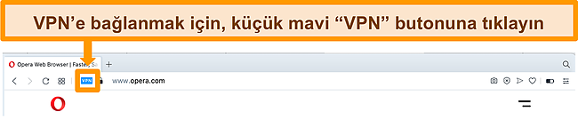 Opera VPN arama çubuğunun ekran görüntüsü.