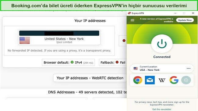 ExpressVPN'in ABD sunucusunun bir sızıntı testinden geçtiğinin ekran görüntüsü