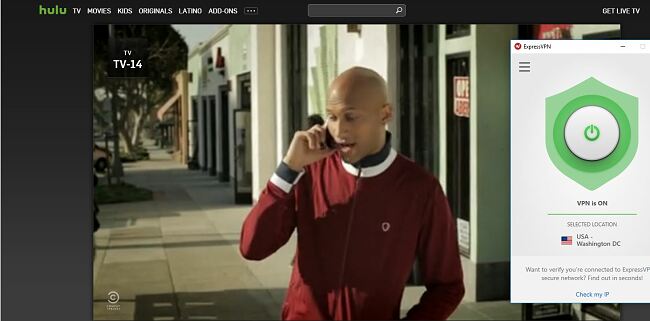 A képernyőképe az ExpressVPN együttműködik a Hulu-val