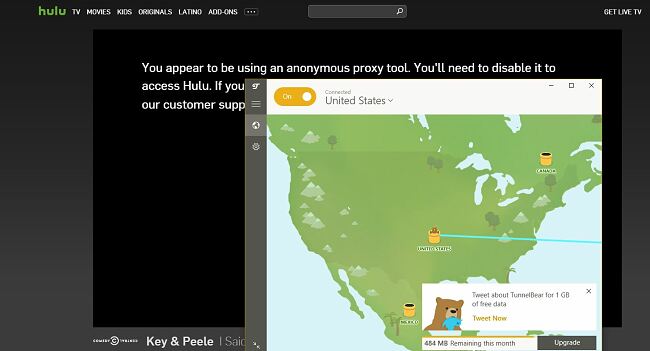 TunnelBear fungerer ikke bra med Hulu
