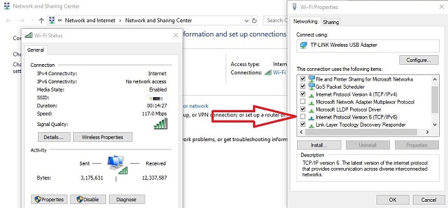 Отключите IPv6 вручную на вашем компьютере